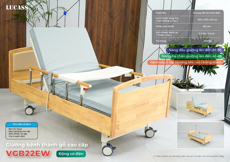 Giường y tế 2 tay quay Lucass VGB22EW